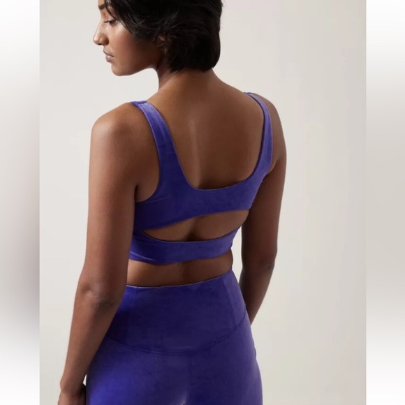 Athleta Velvet Legging and Bra 2 Piece Set Soft Plush Purple Size S - Picture 3 of 15